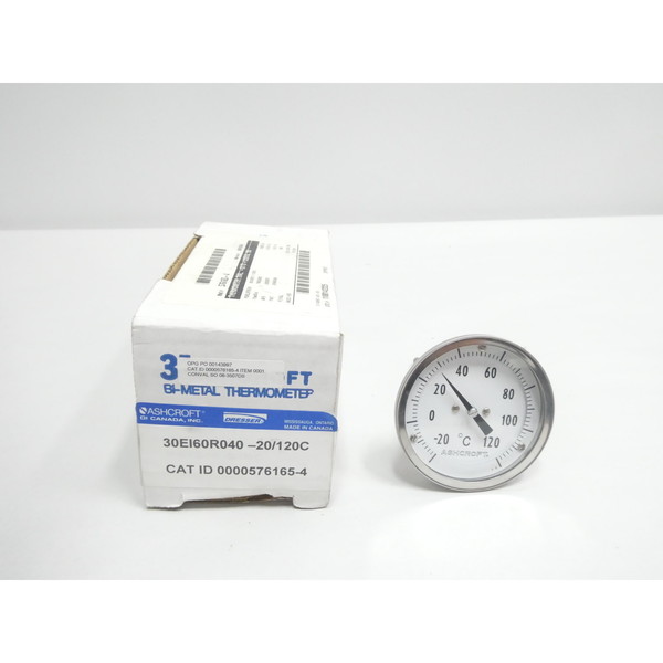 Ashcroft 3IN 1/2IN 4IN -20-120C NPT BIMETAL THERMOMETER 30EI60R040-20/120C